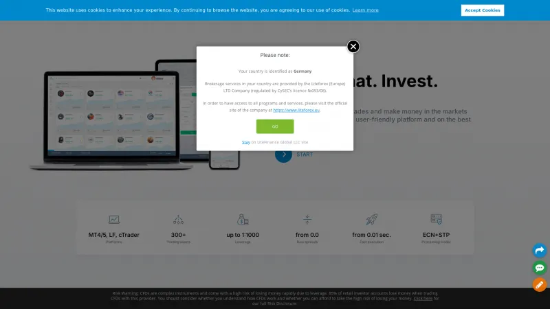 Homepage of LiteForex