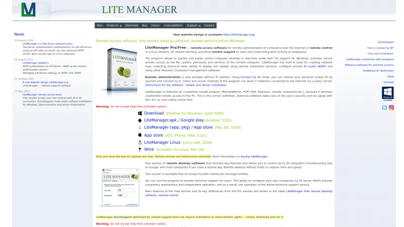 Homepage of LiteManager