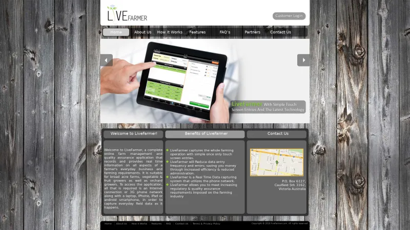 Homepage of LiveFarmer