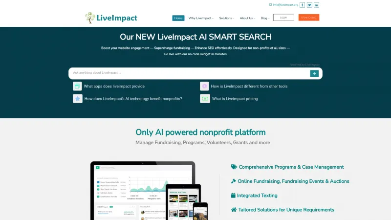 Homepage of LiveImpact