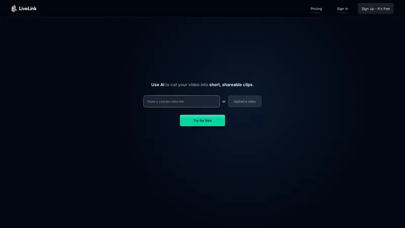 Homepage of LiveLink Ai