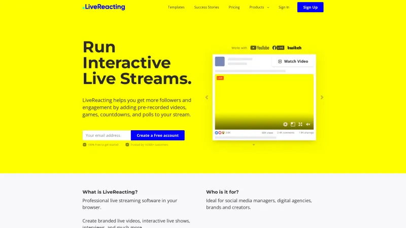 Homepage of LiveReacting