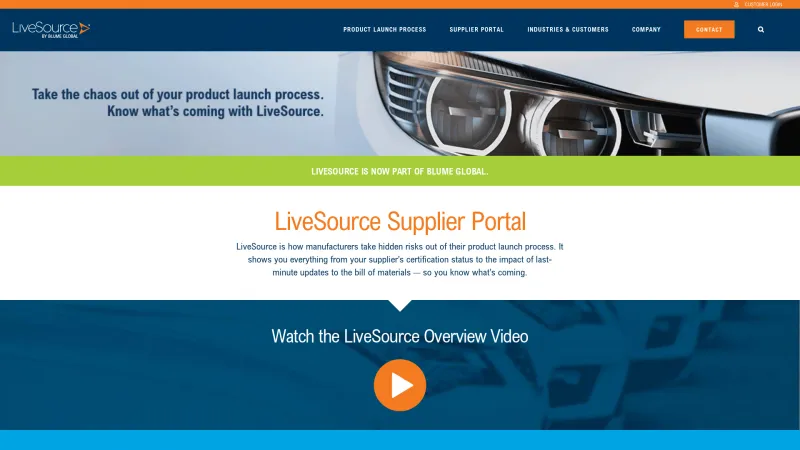 Homepage of LiveSource