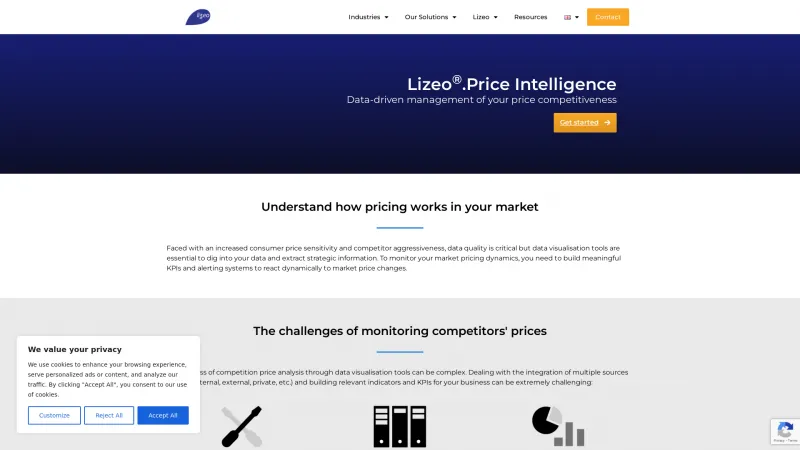 Homepage of Lizeo Price Intelligence