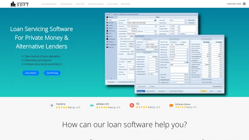 Homepage of LOAN SERVICING SOFT