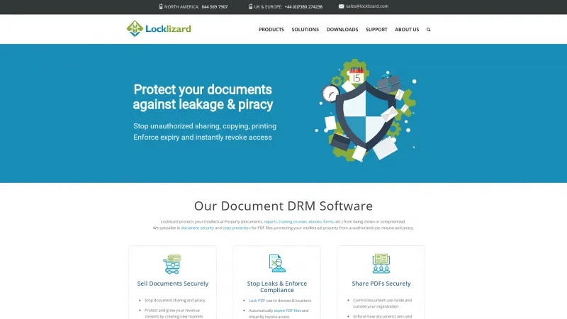 Homepage of Locklizard Safeguard PDF Security