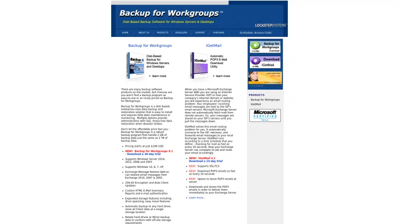 Homepage of Backup for Workgroups