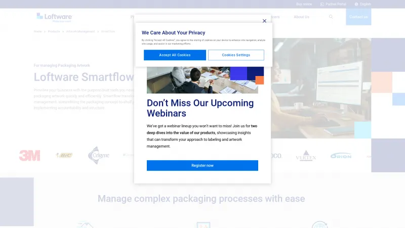 Homepage of Loftware Smartflow