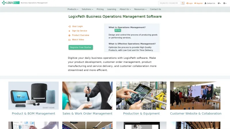 Homepage of LogixPath Operations Management