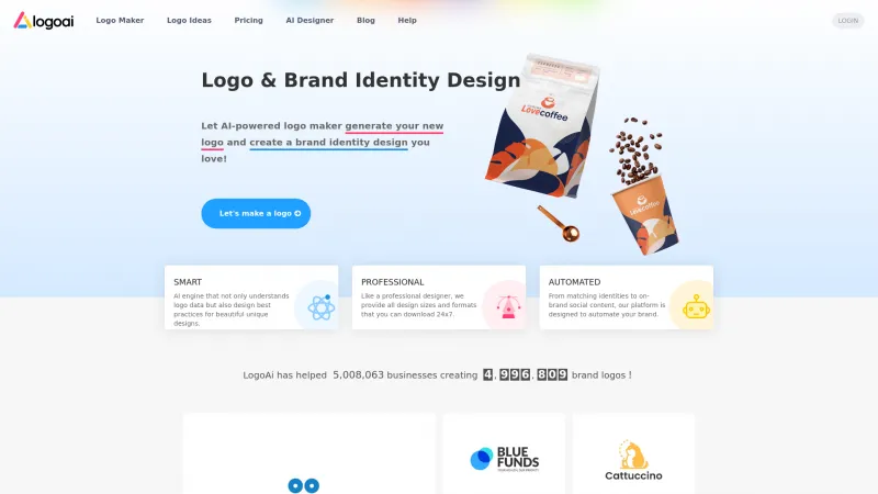 Homepage of LogoAi