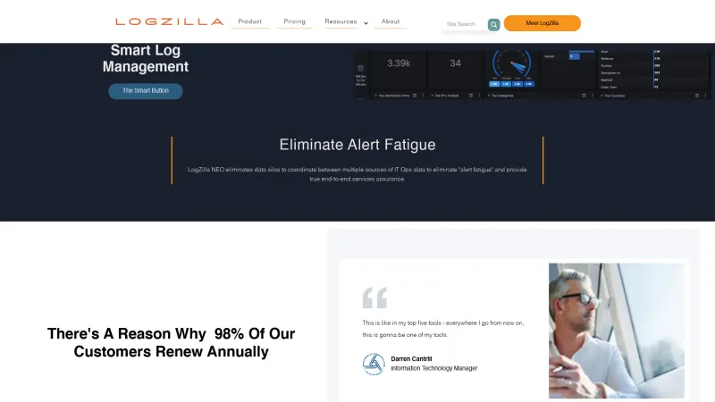 Homepage of LogZilla