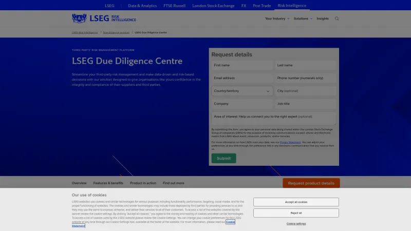 Homepage of LSEG Due Diligence Centre