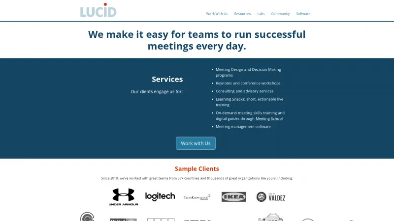 Homepage of Lucid Meetings