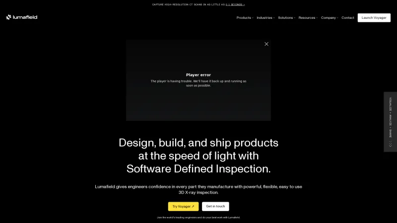 Homepage of Lumafield