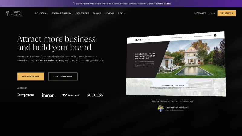 Homepage of Luxury Presence