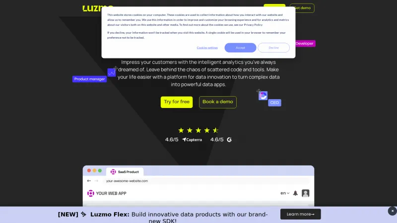 Homepage of Luzmo