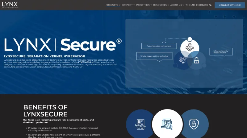 Homepage of LynxSecure