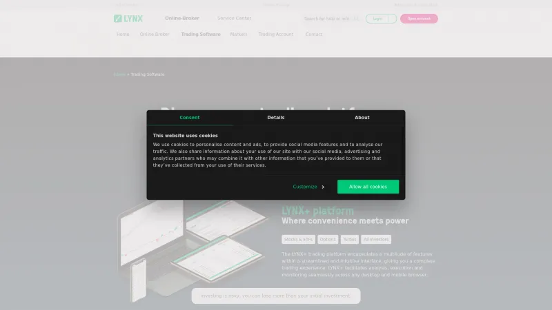 Homepage of Lynx Trading Platform