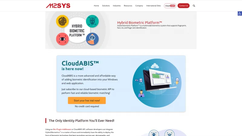 Homepage of M2SYS Hybrid Biometric Platform