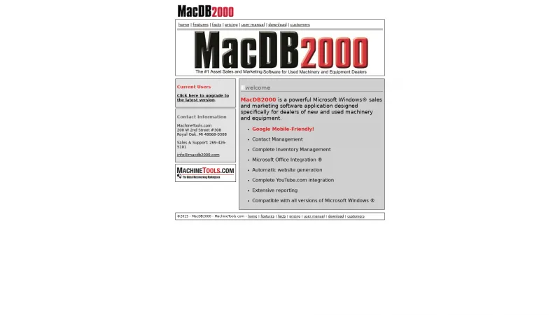 Homepage of MacDB2000