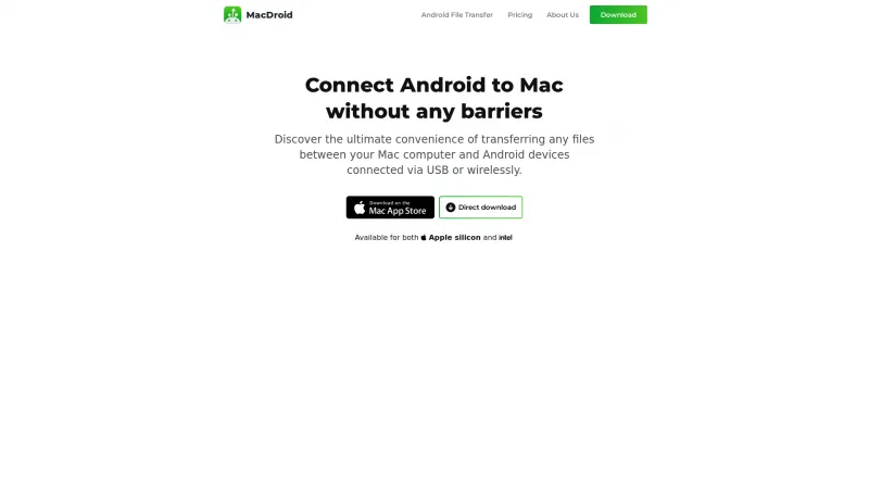 Homepage of MacDroid