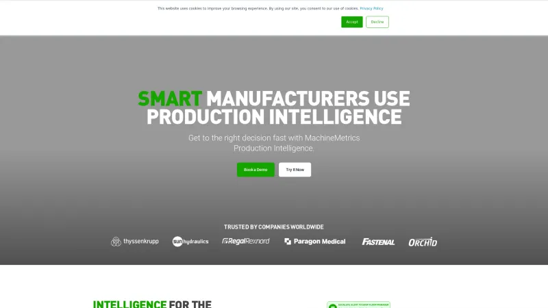 Homepage of MachineMetrics