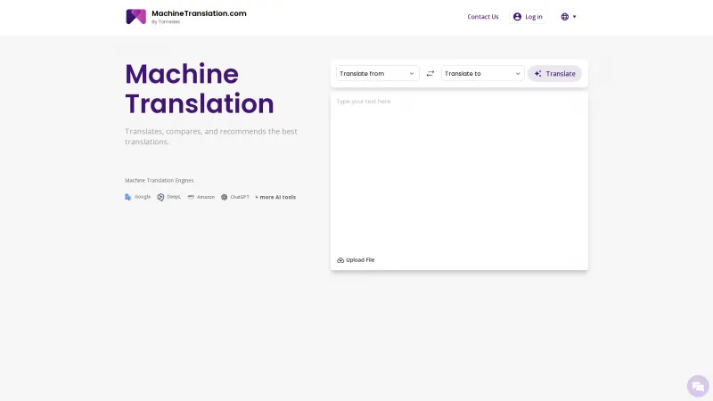 Homepage of MachineTranslation.com