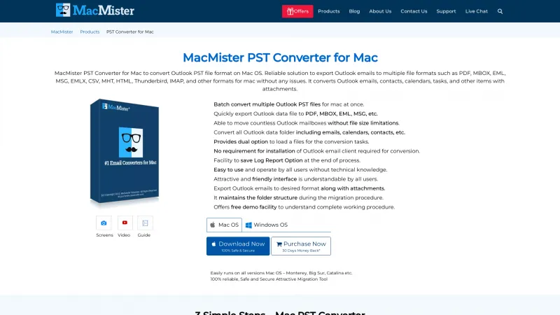 Homepage of MacMister PST Converter