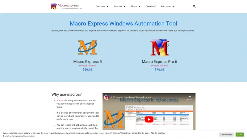 Homepage of Macro Express