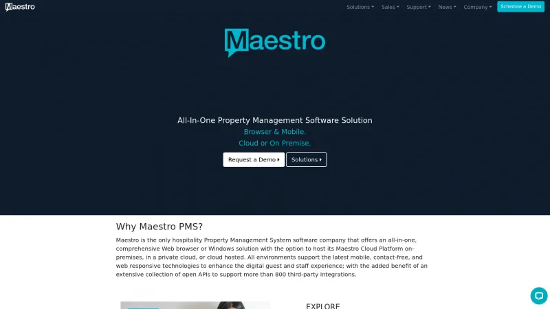 Homepage of Maestro PMS