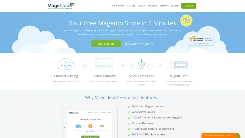 Homepage of MageCloud