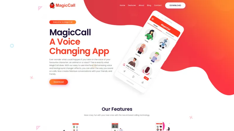 Homepage of MagicCall