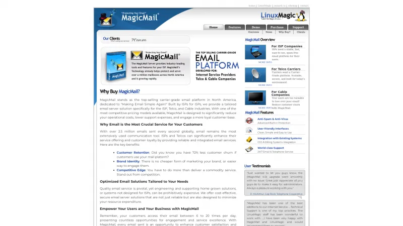 Homepage of MagicMail