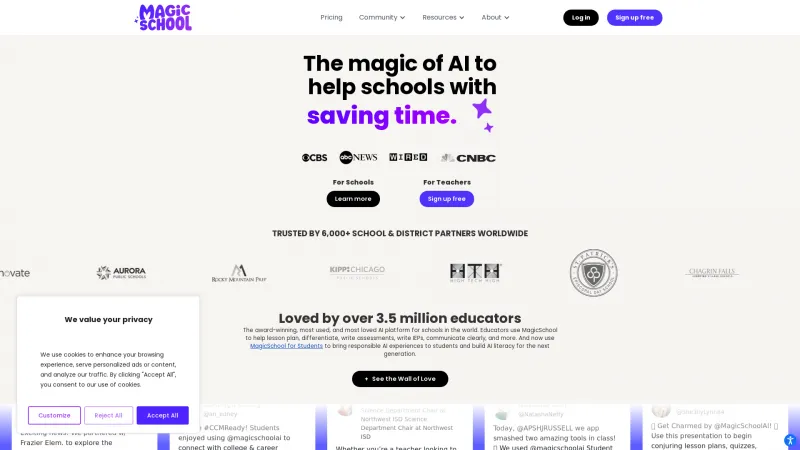 Homepage of MagicSchool AI