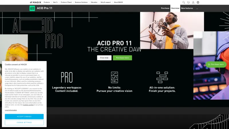 Homepage of ACID Pro