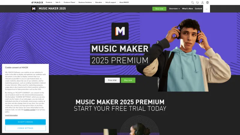 Homepage of Magix Music Maker