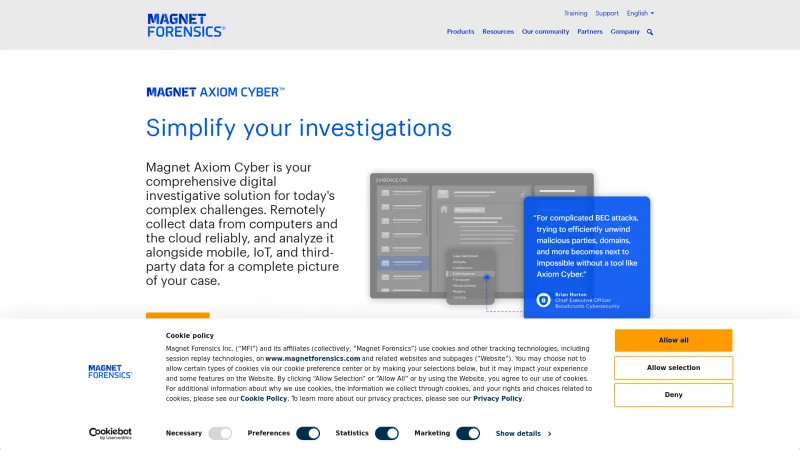 Homepage of Magnet AXIOM Cyber