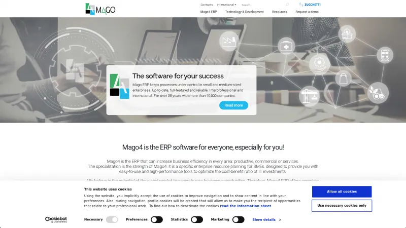 Homepage of Mago ERP