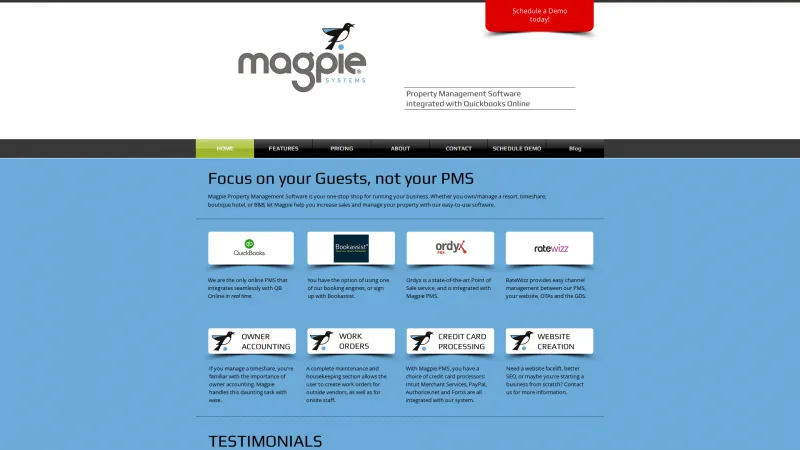 Homepage of Magpie Property Management