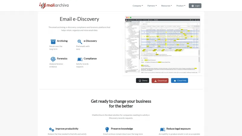 Homepage of MailArchiva