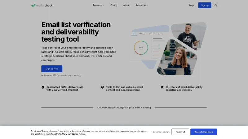 Homepage of MailerCheck