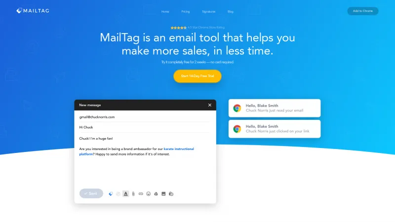 Homepage of MailTag