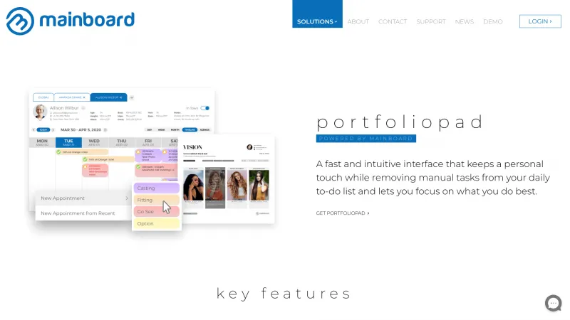 Homepage of Portfoliopad