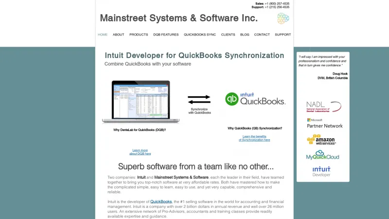 Homepage of DentaLab for QuickBooks