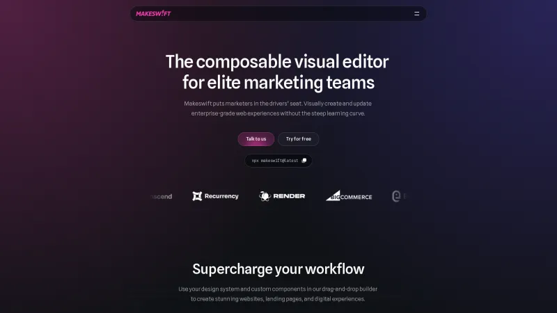 Homepage of Makeswift