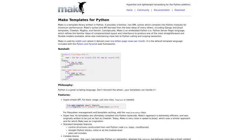 Homepage of Mako