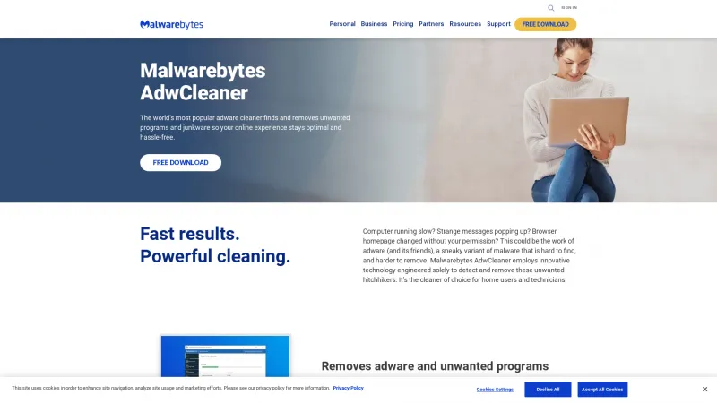 Homepage of AdwCleaner