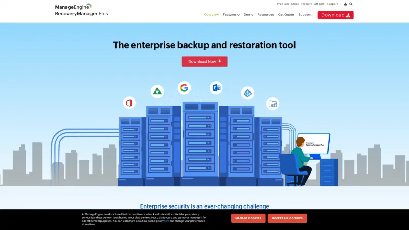 Homepage of ManageEngine RecoveryManager Plus