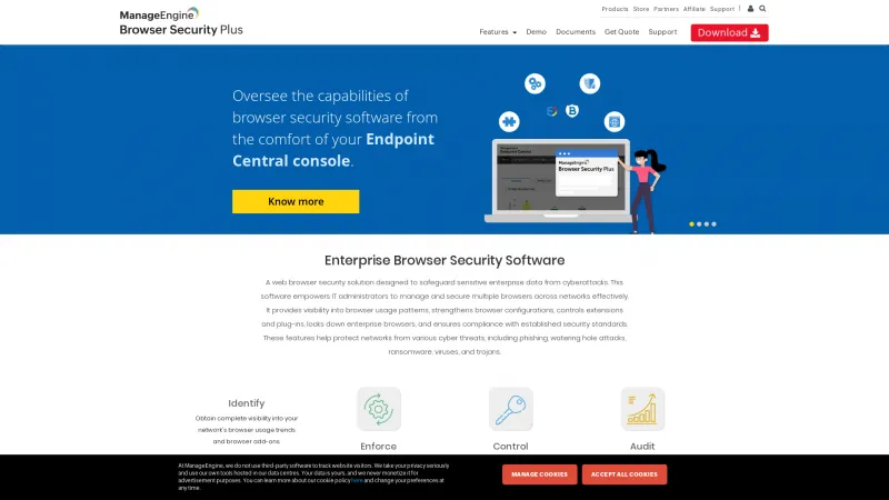 Homepage of ManageEngine Browser Security Plus