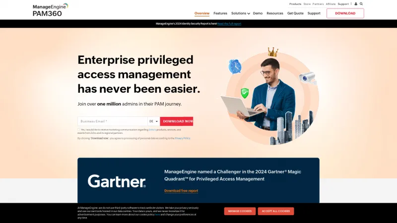 Homepage of ManageEngine PAM360